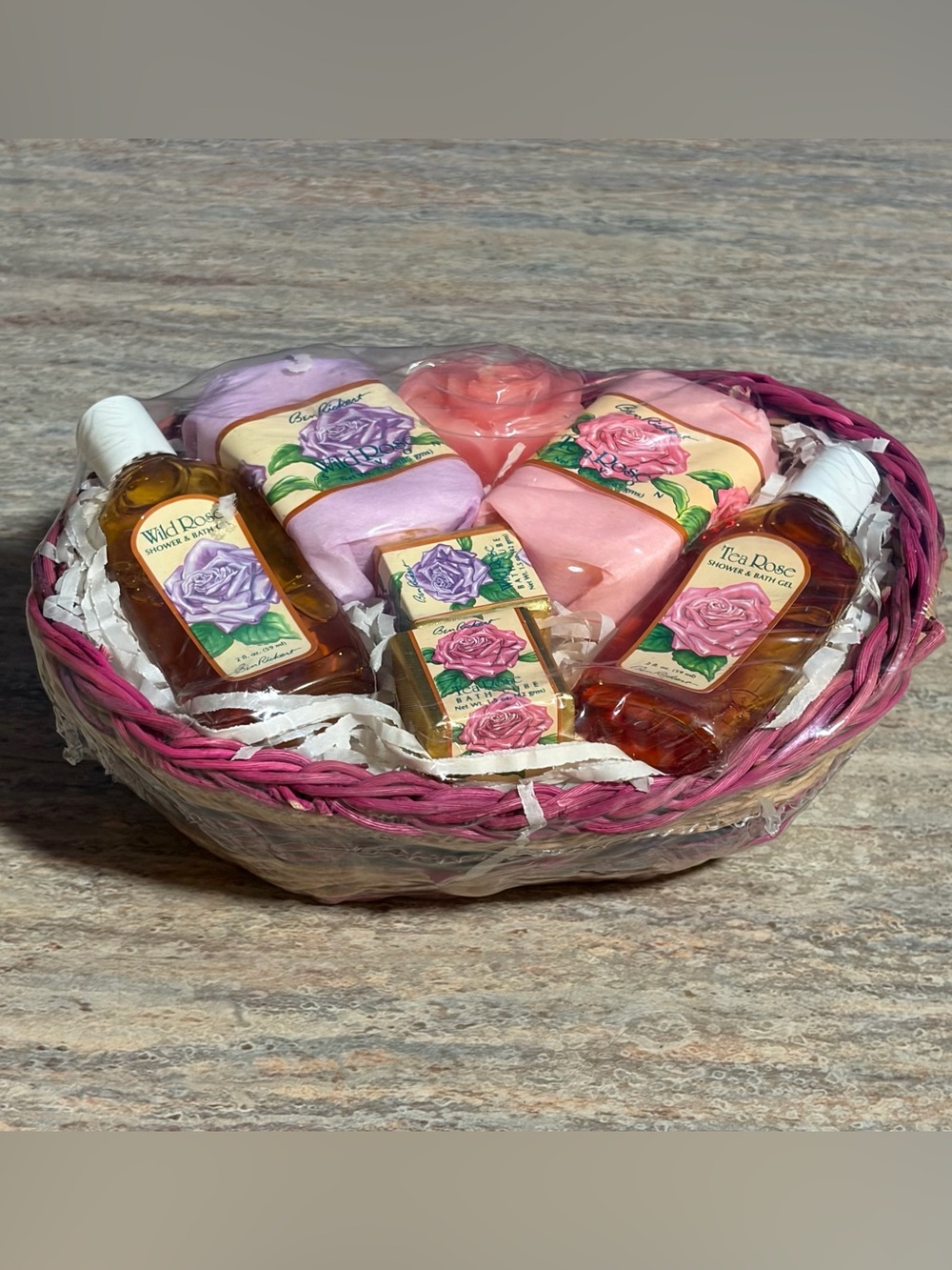Ben Rickert 8-Piece Discontinued Wild Rose Floral Bath Gift Basket Set -
